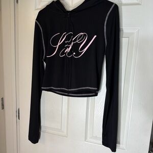 SHEIN Black Hoodie with Pink Lettering